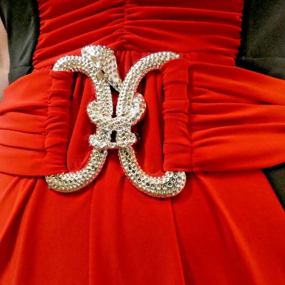 Liquid Size M Prom Dress Red Black Vintage Formal Unique Rare OOAK Slimming - Picture 9 of 12